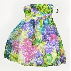 NWT Milly Watercolor Strapless Silk Dress 2